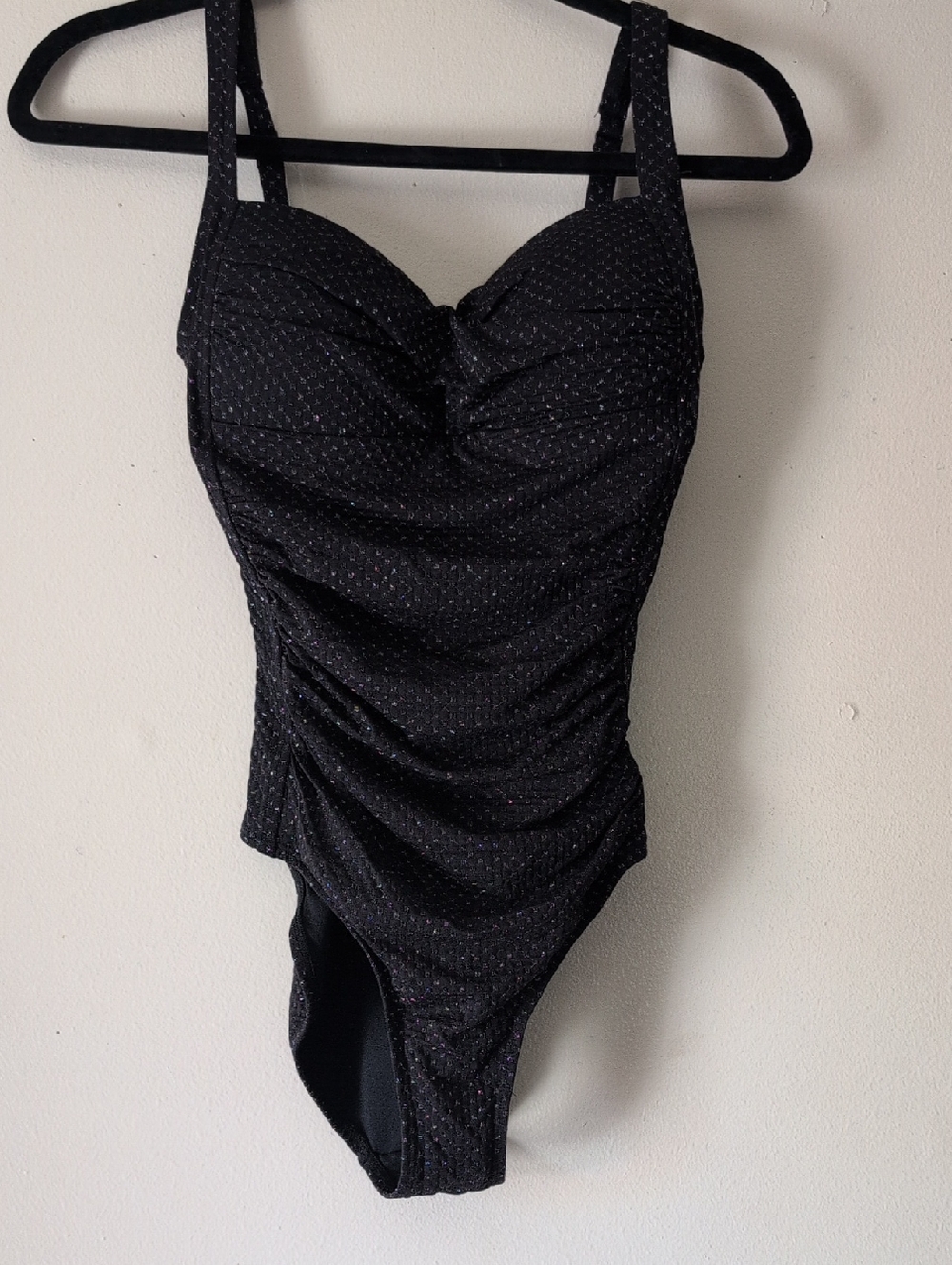 Niptuck Swim Black Sparkle  Silver Metallic One-Piece Swimsuit Size 6 Resortwear